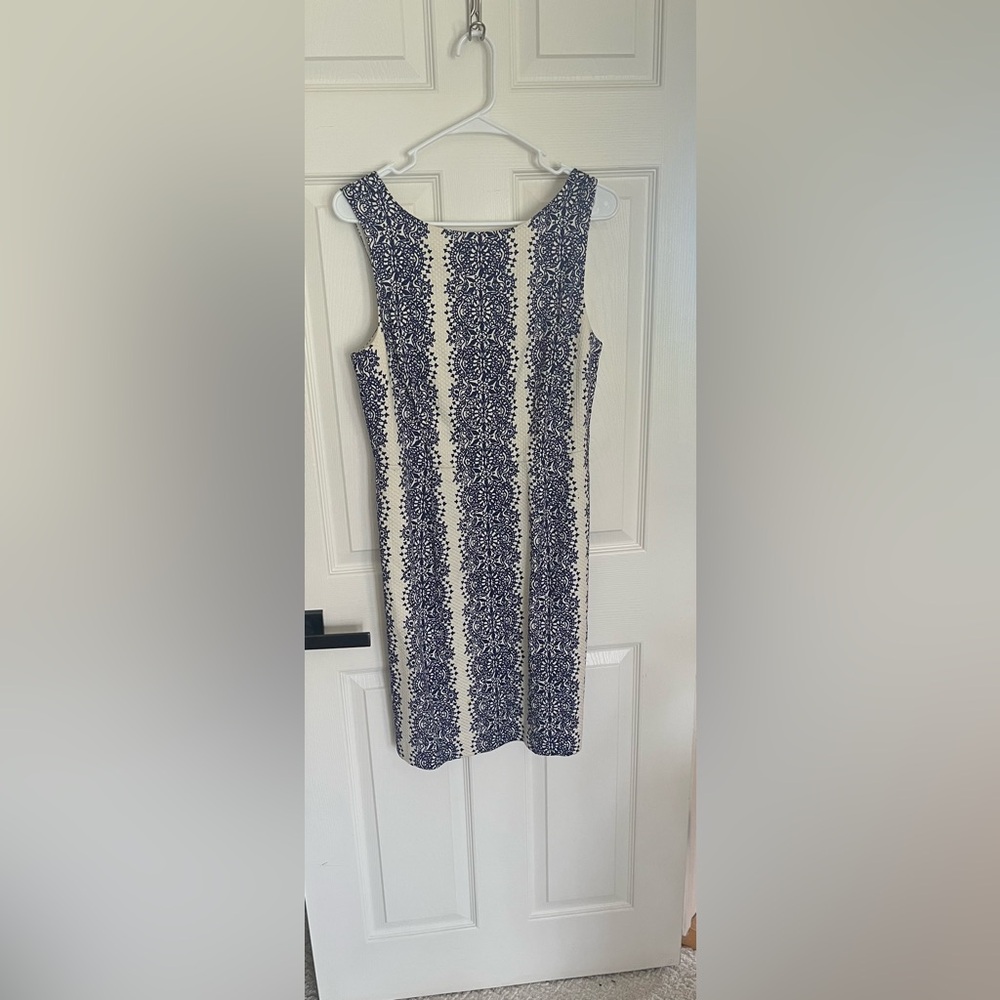 The Limited Navy and White Sleeveless Midi Dress
